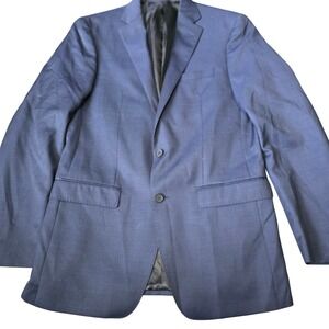 Calvin Klein Mens Navy Blue 100% Wool 2-Button Blazer Sport Coat Jacket 40L